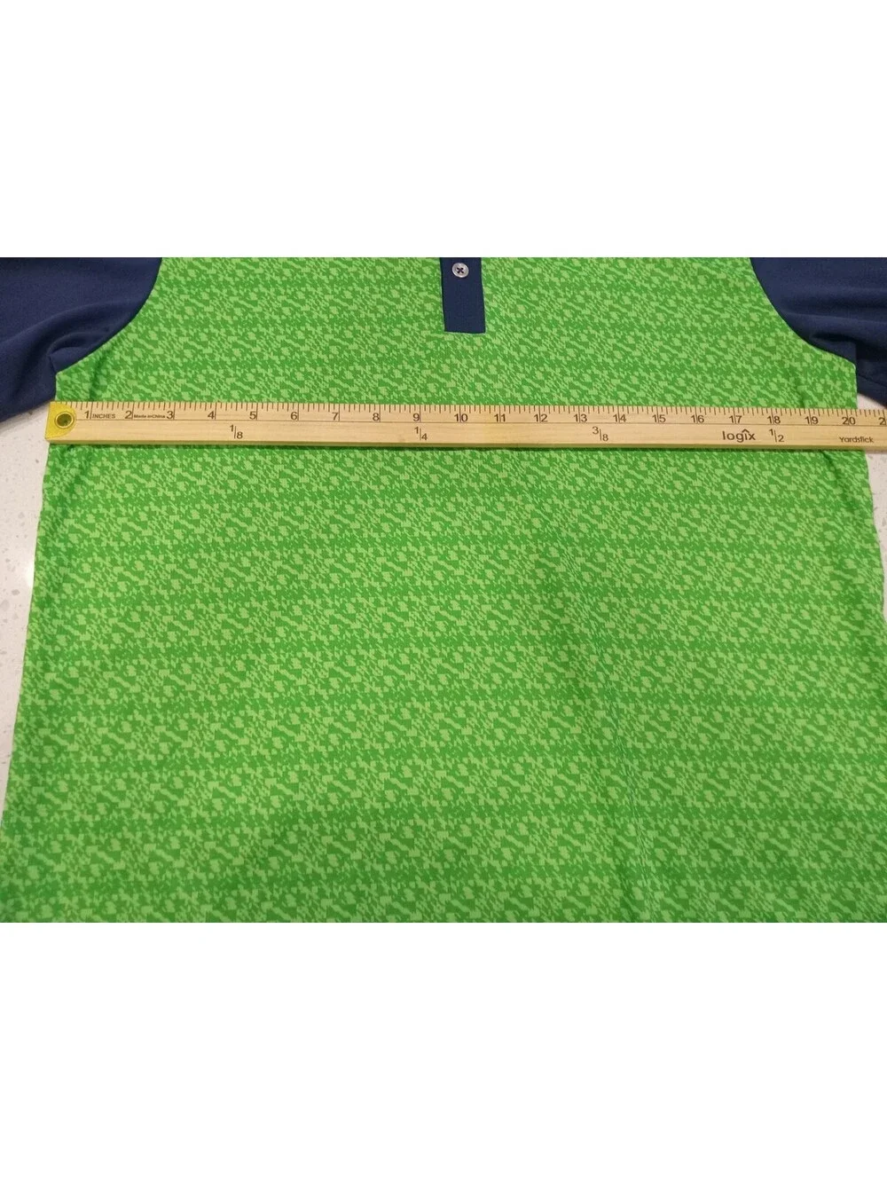 adidas Climachill Geo Print Polo Shirt Mens Medium Green Blue Performance